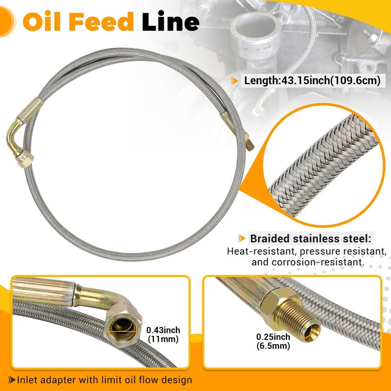 SJDYYMX Turbocharger Oil Feed & Drain Return Line Kit for Most Oil Cool Turbo T3 T4 GT32 GT40 GT4088R GT4049R GT42R/RS GT4294R T66 T70 - Image 4
